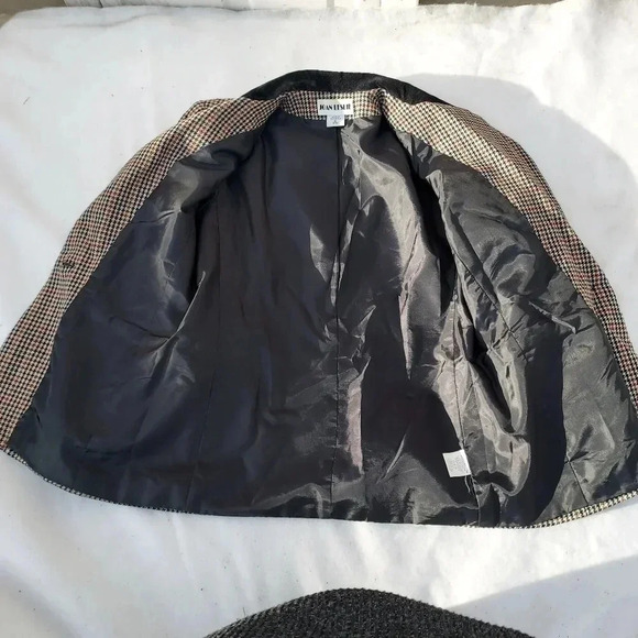 Joan Leslie Size 6 Womens  Brown and Black Squared Blazer with Velvet Collar - Picture 13 of 16